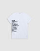 Tee-shirt col rond blanc visuel messages-6