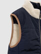 Ärmellose Jungenwendesteppjacke Cremeweiß Marineblau-8