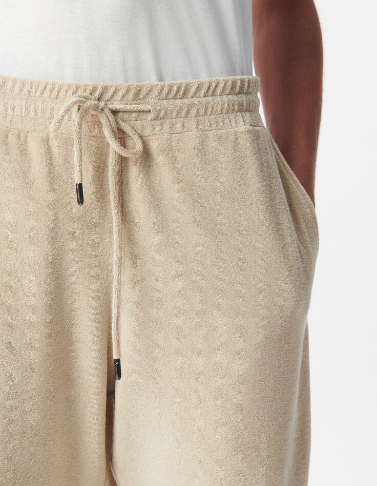 Men’s beige terry cloth Bermuda shorts-4 Men’s beige terry cloth Bermuda shorts-4