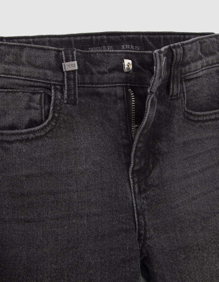 Grijze TAPERED jeans borduursels en slijtplekken knieën-3