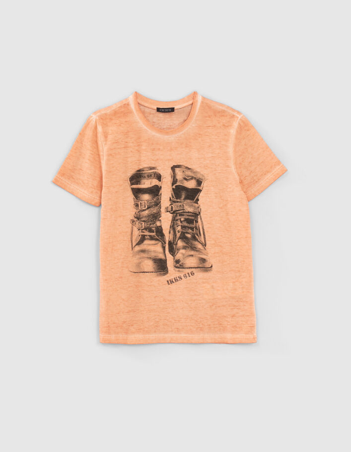 Orangefarbenes Jungen-T-Shirt mit Ranger-Stiefeln - IKKS