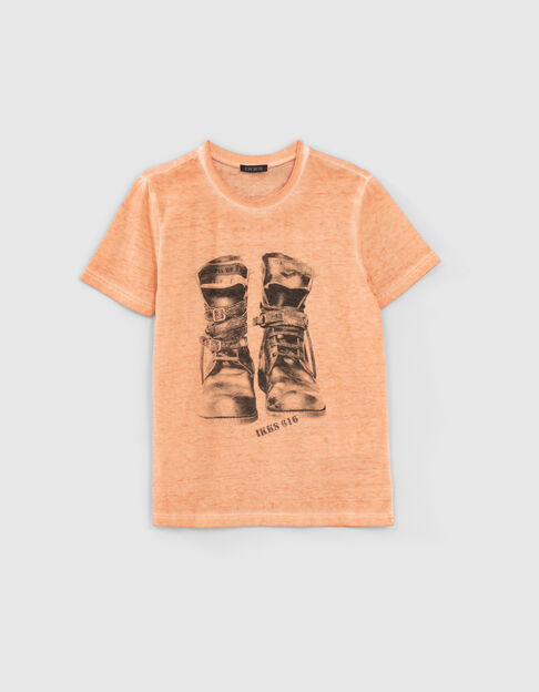 Boys’ orangey combat boot image T-shirt - IKKS