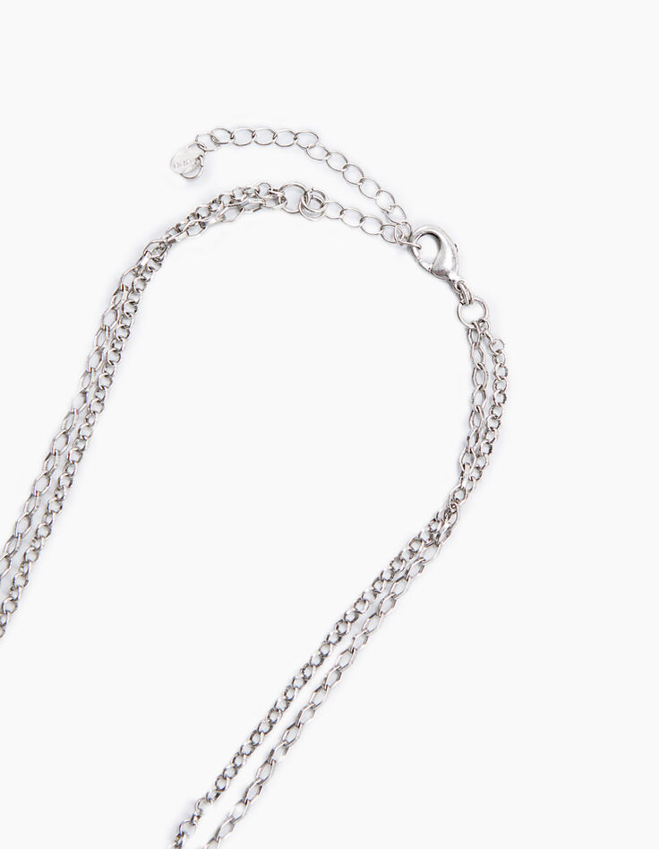 Women’s skeleton medallion multi-strand long necklace-4