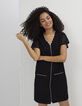 Schwarzes Zipper-Kleid mit Ajourmuster I.Code-1