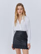 Women’s black embroidered leather short skirt-2