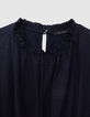 Geüpcyclede marineblauwe jurk met elastische taille Dames-7