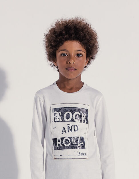 Cremeweißes Jungenshirt aus Biobaumwolle mit Schriftzug
