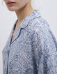Women’s blue decorative print voile shirt-4