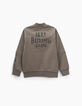 Boys’ bronze cardigan with chest patches and printed back-4