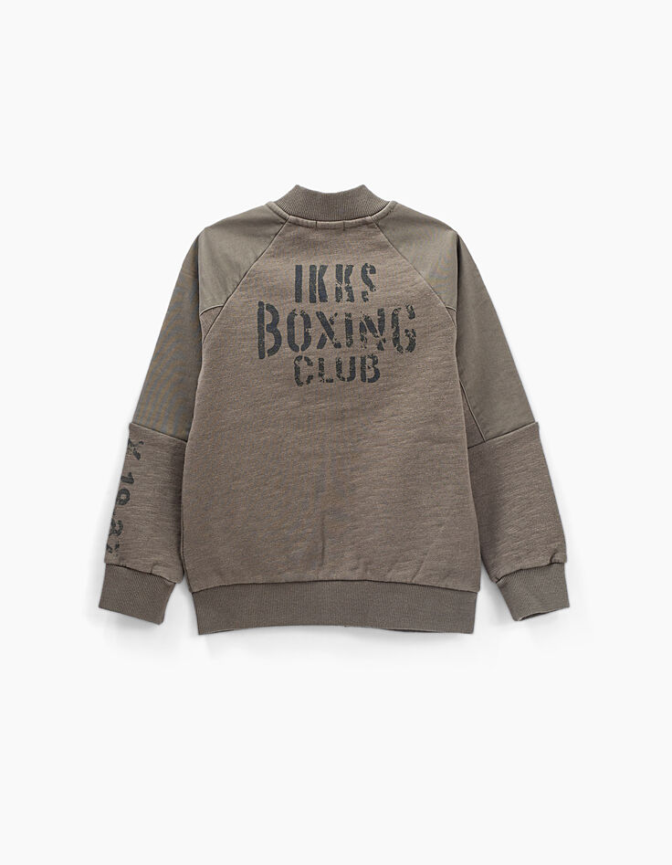Boys’ bronze cardigan with chest patches and printed back-4 Boys’ bronze cardigan with chest patches and printed back-4