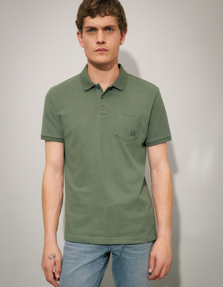 Polo SLIM sauge bi-mati&egrave;re avec dos jersey Homme-1