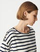 Oversized navy and white sailor tee with shoulder jewels Women-4