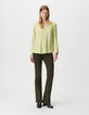 Blouse verte fluide détails smocks Femme-1