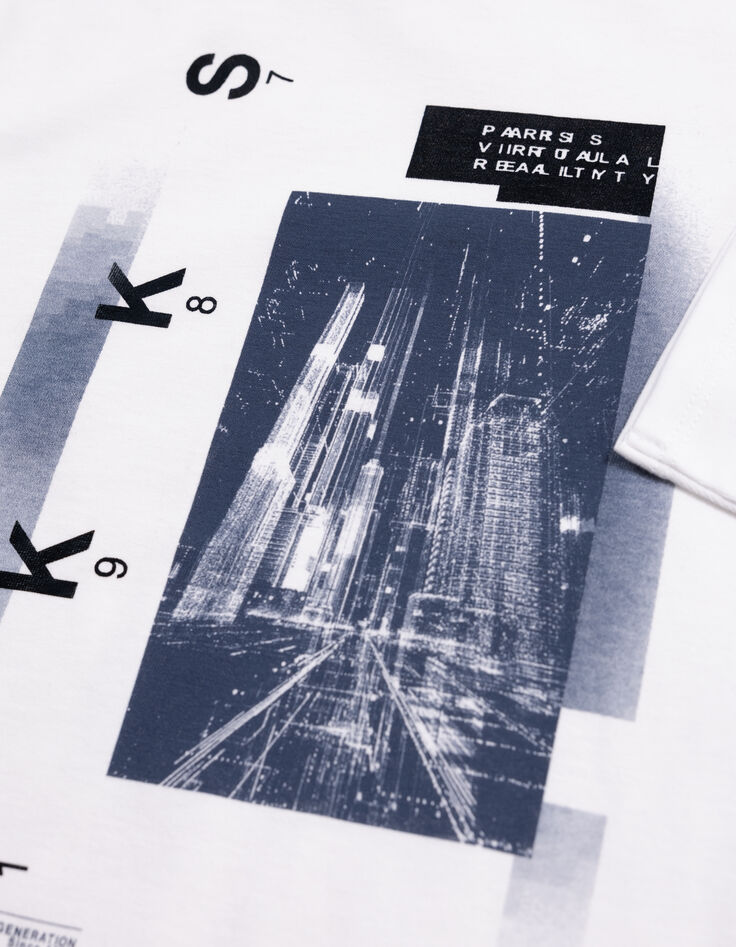 T-shirt blanc coton bio visuel buildings garçon-6 T-shirt blanc coton bio visuel buildings garçon-6