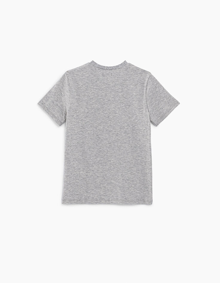 Tee-shirt gris chiné moyen visuel panda-skateur garçon -5