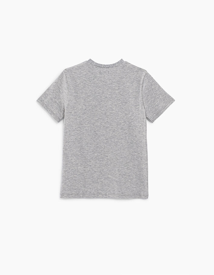 Boys’ medium grey marl panda-skateboarder graphic T-shirt - IKKS