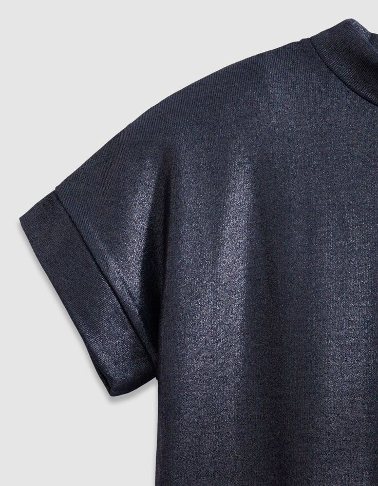 Tee-shirt manches courtes marine paillet&eacute; Femme-8