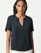 Crumpled navy top with jewelled shoulders Women-2