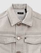 Schmal gestreifte Jungen-Jeansjacke in Light Grey -2