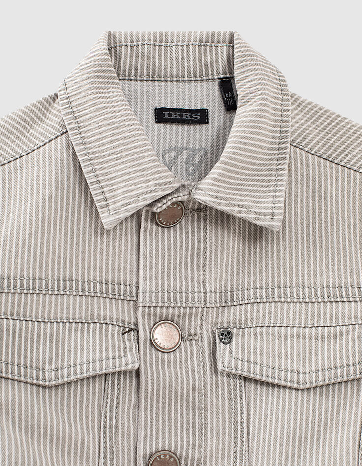 Schmal gestreifte Jungen-Jeansjacke in Light Grey -2