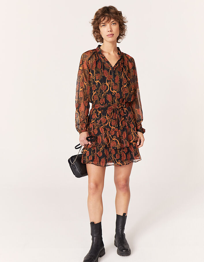 Women’s sand flowers print voile short skirt-7