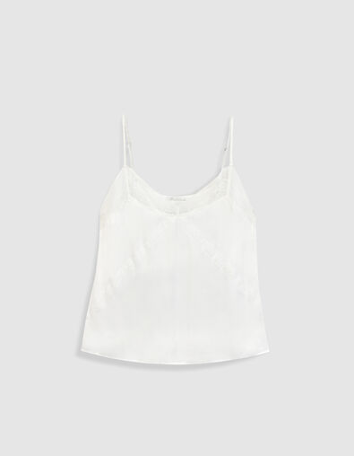 Top caraco fines bretelles blanc dentelle Femme - IKKS