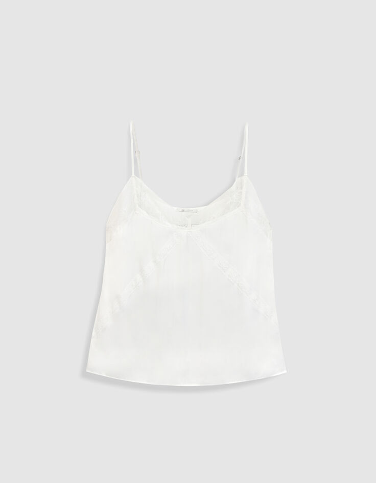 Top caraco fines bretelles blanc dentelle Femme-1