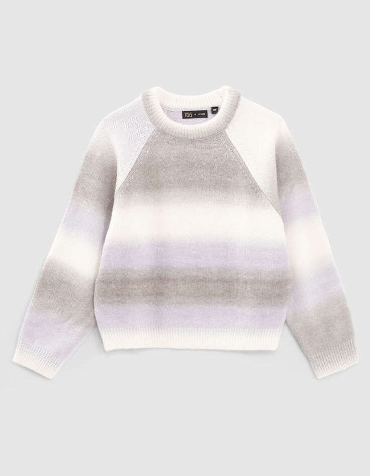 Crop-M&auml;dchenstrickpullover mit verschwommenen Streifen -1