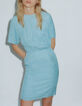 Women’s blue decorative graphic motif jacquard dress-7