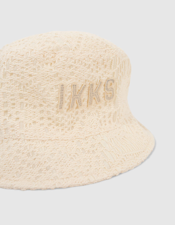 Girls’ ecru lace sunhat with embroidered IKKS letters - IKKS