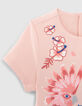 Roze jurk geborduurd papegaaien en spiegels fluogaren-4