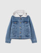 Chaqueta vaquera stone blue ecológico capucha felpa niño -1