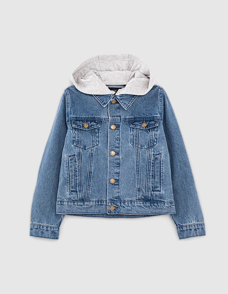 Chaqueta vaquera stone blue ecológico capucha felpa niño -1
