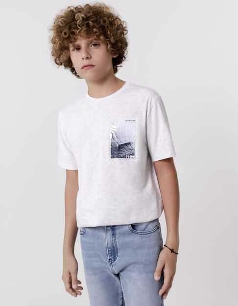 Camiseta gris algodón parche olas niño - IKKS