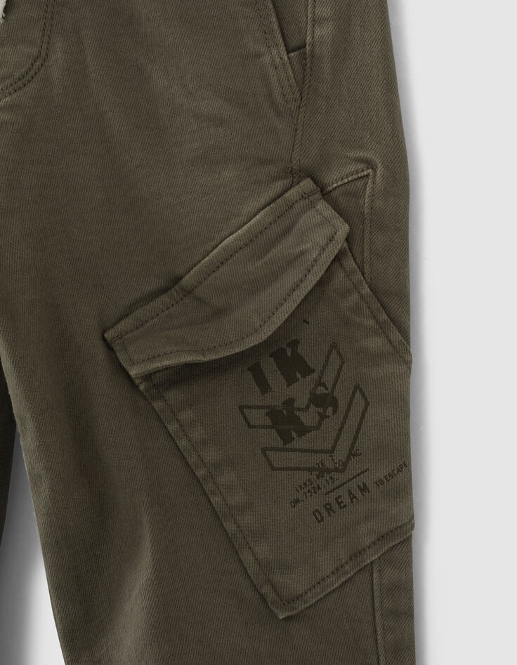 Pantalon kaki élastiqué forme battle garçon -5