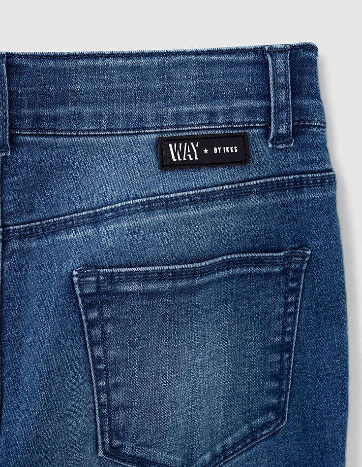 Jean skinny stone blue à bandes latérales fille-5