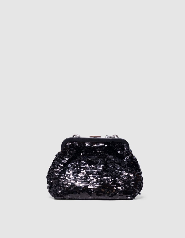 Bolso de mano de lentejuelas negras asa extraíble-3 Bolso de mano de lentejuelas negras asa extraíble-3