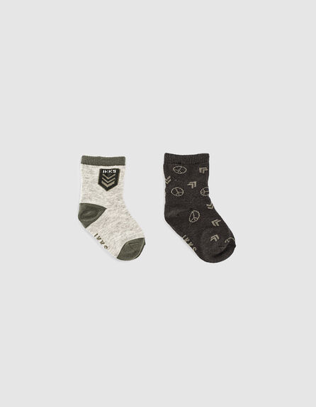Graue und khaki Socken für Babyjungen