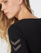 Cardigan maille tricot noir bijoux esprit militaire femme-4