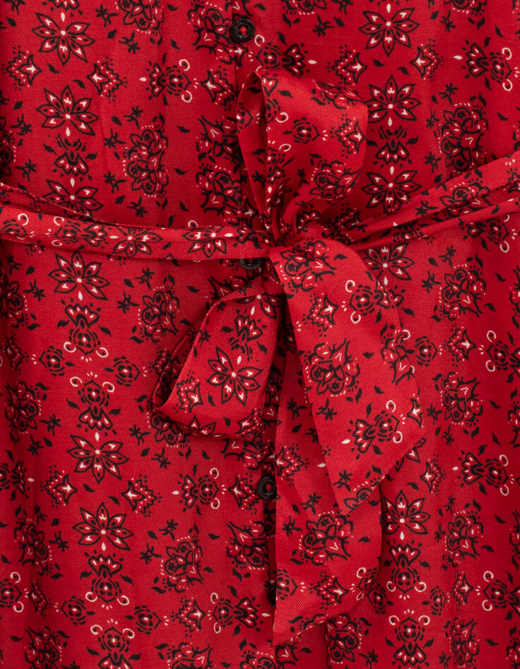 Robe longue boutonnée viscose imprimé bandana rouge femme-6