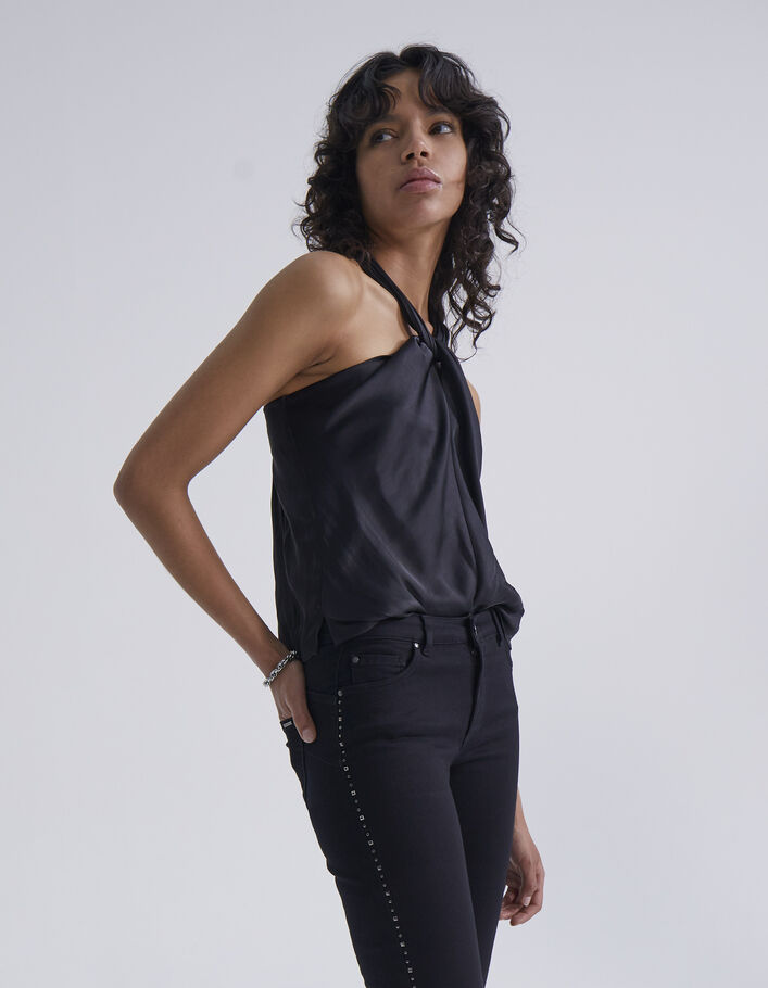 Zwarte slim jeans sculpt up-effect studs opzij Dames - IKKS