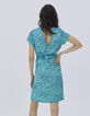 Turquoise rechte losse jurk zebraprint dames -3
