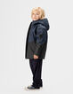 Boys’ navy and black water-repellent hooded parka-1