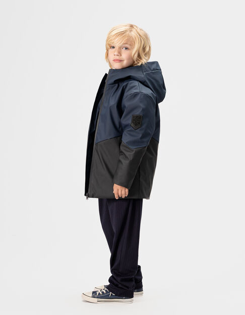 Parka capucha azul marino y negro repelente niño - IKKS