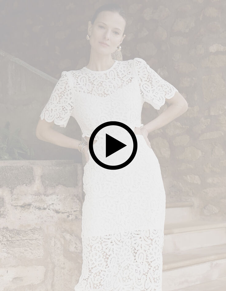 Schickes wei&szlig;es Makramee-Spitzenkleid f&uuml;r Damen-10