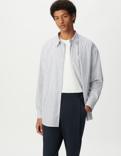 Chemise REGULAR bleu ray&eacute;e 100% coton Homme - IKKS