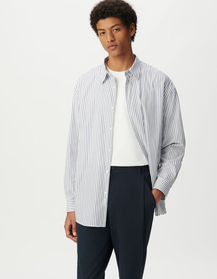 Herren 100% Baumwolle REGULAR blau gestreiftes Hemd-2 Herren 100% Baumwolle REGULAR blau gestreiftes Hemd-2