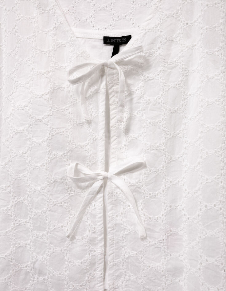Chemise sans manches blanche dentelle à nouer devant fille-8 Chemise sans manches blanche dentelle à nouer devant fille-8