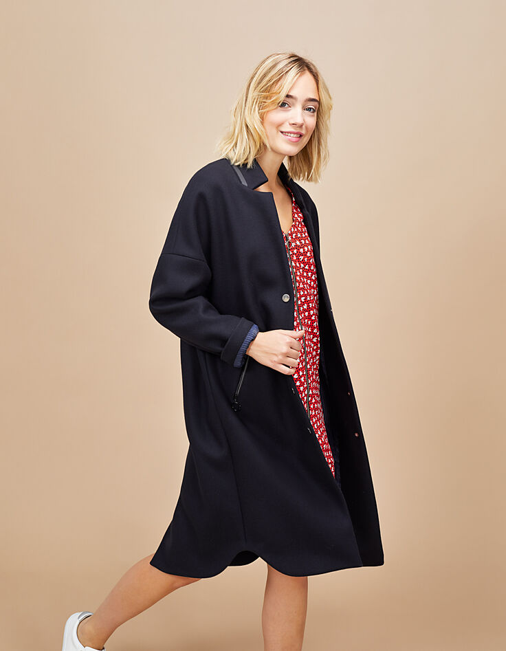 Manteau noir long détail au col I.Code-1 Manteau noir long détail au col I.Code-1