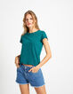 Camiseta esmeralda lunares dorados-3